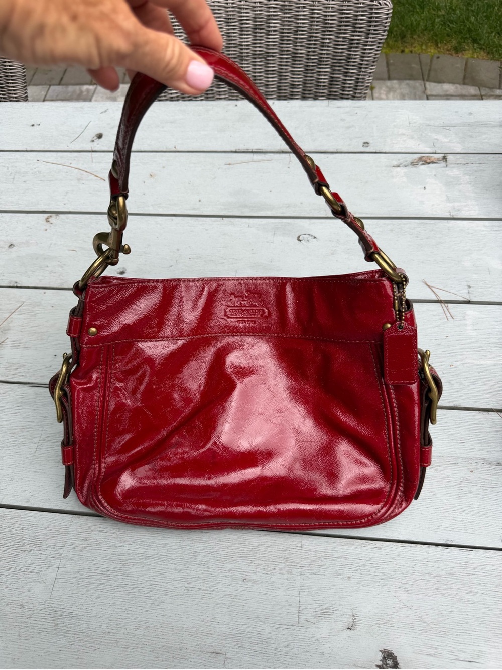 Coach Cherry Red Leather Shoulder Hobo